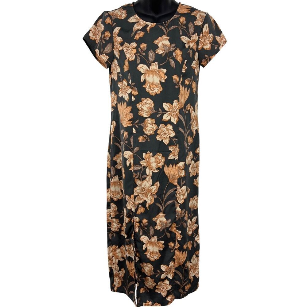 Saltwater Luxe Floral Shift Short Sleeve Midi Dress Extra Small XS Gray NWT New